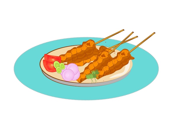 Vettore delizioso cibo satay illustrazione vettoriale