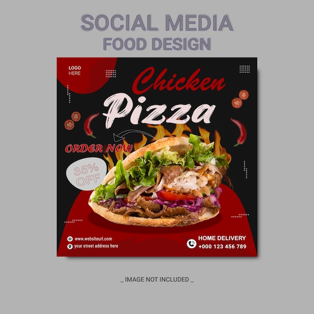 Vector delicious food social media banner post template