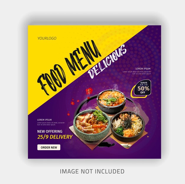 Delicious food social media banner template