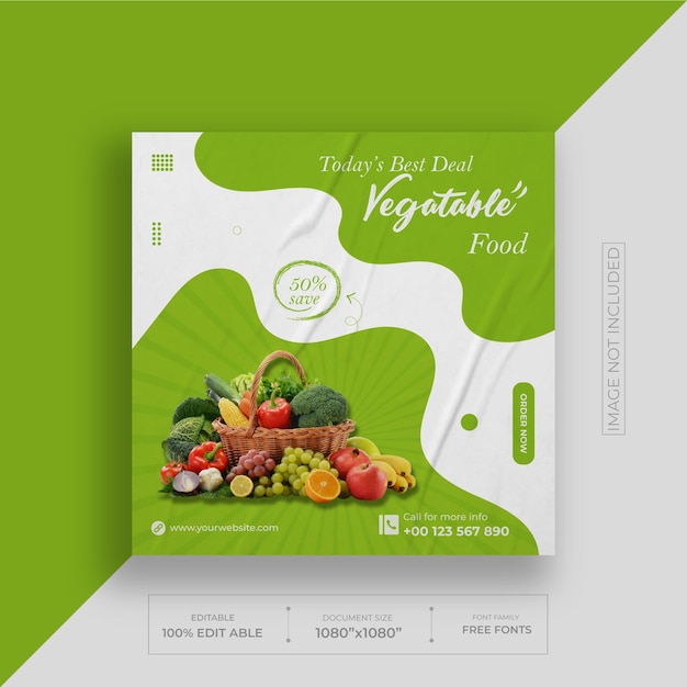 Delicious food social media post banner and Instagram design template