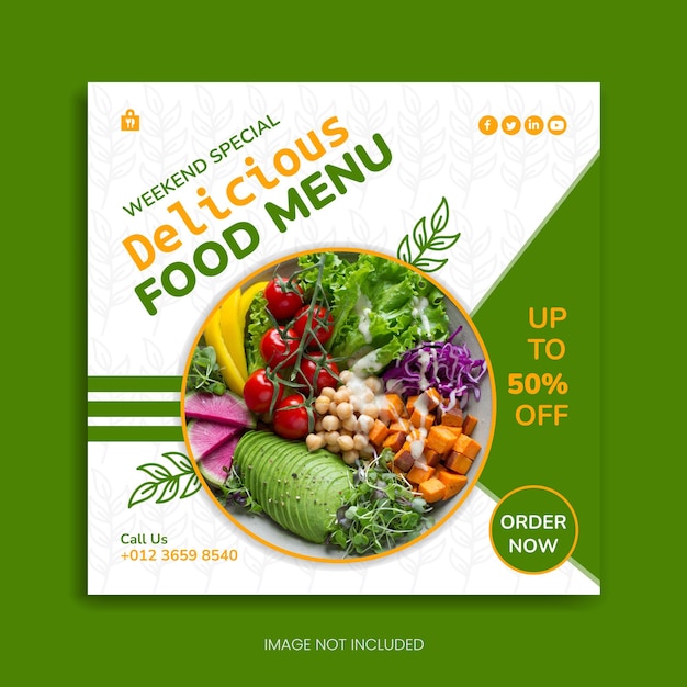 Delicious food social media post design instagram post facebook post banner design