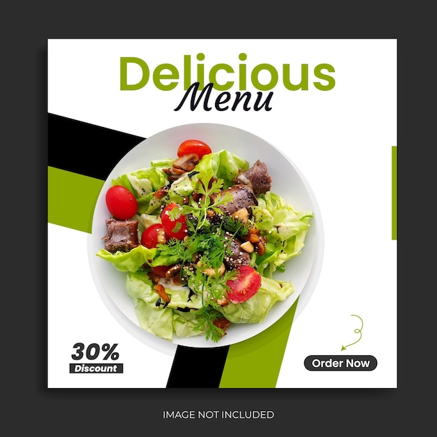 Delicious food social media post menu del cibo del ristorante modello banner di instagram