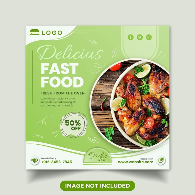 Delicious food social media promotion and instagram banner post design template