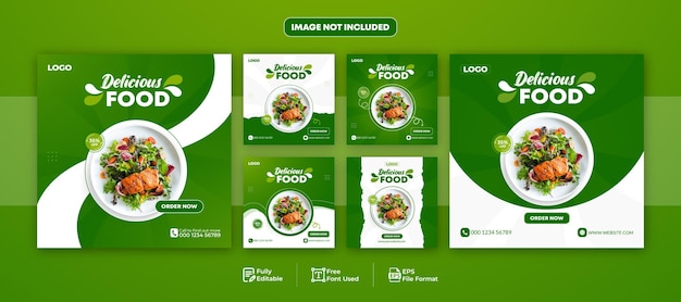 Delicious food social media promotion template collection