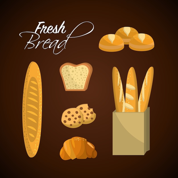 Vector delicious fresh differents types of breads