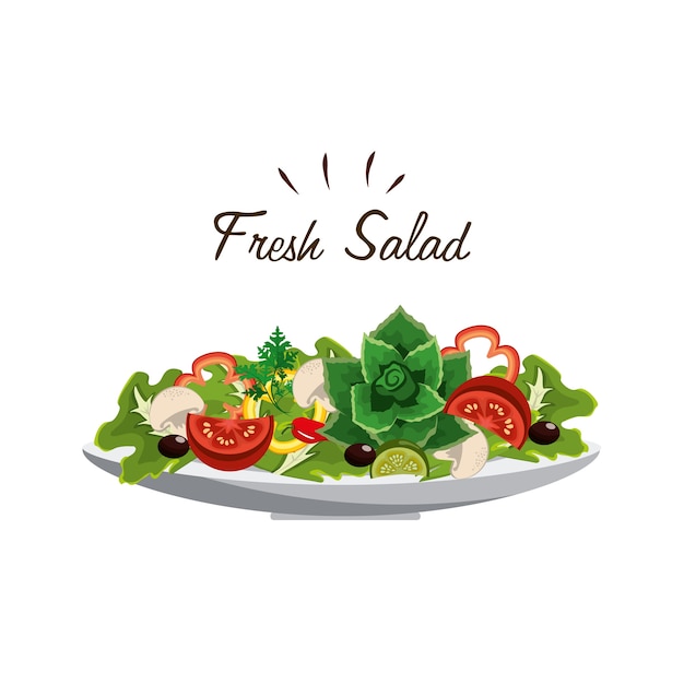 Вектор Вкусный свежий овощной салат