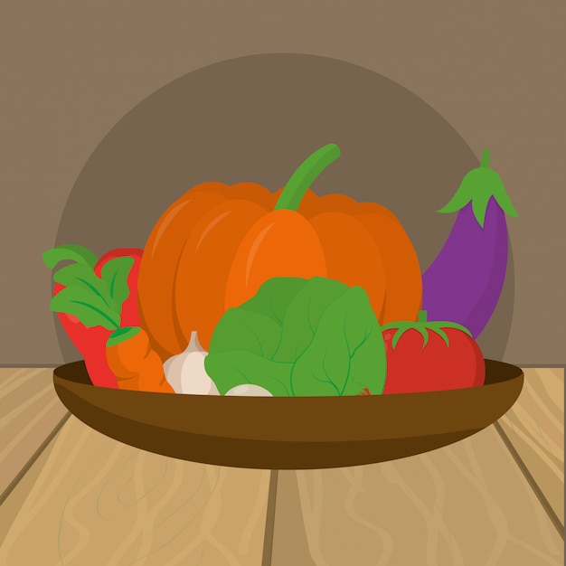Vettore delizioso cartone animato di verdure fresche