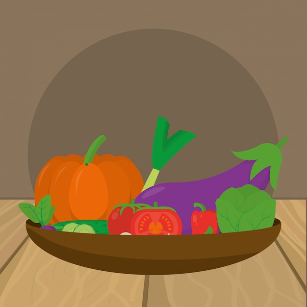 Vector delicious fresh vegetables cartoon