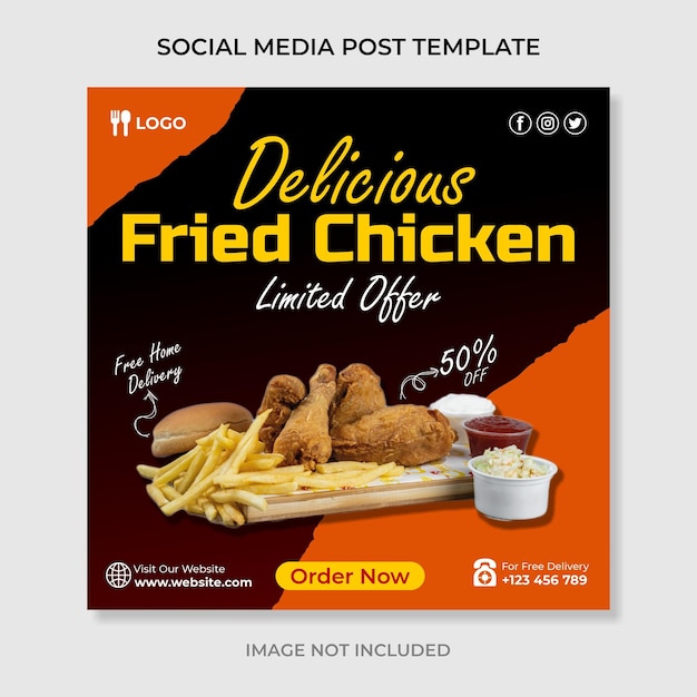 Delicious fried chicken social media post template