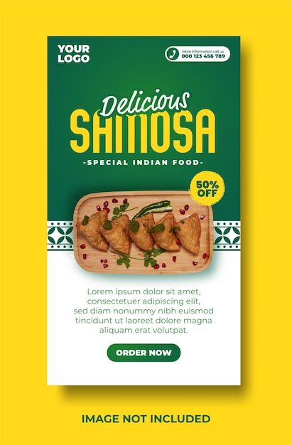 Delicious fried snack samosa indian food menu social media stories design template