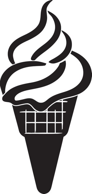 Vector delicious frost black emblem treat whipped serenity ice cream cone black logo