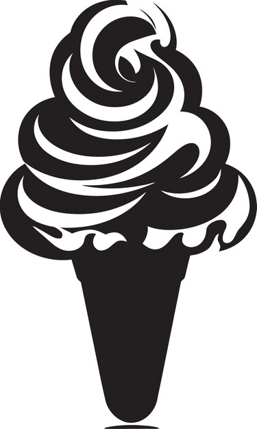 Vector delicious frost black emblem treat whipped serenity ice cream cone black logo