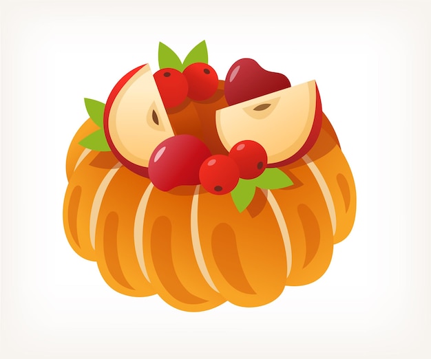 Vector delicious fruit ring cake isolated vector image