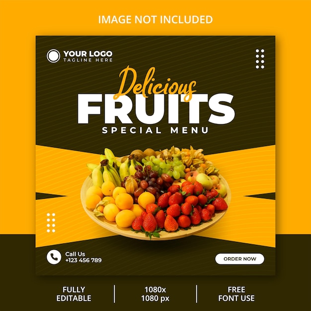 Vector delicious fruits social media post template