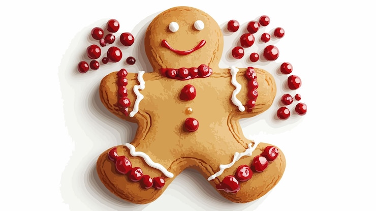 Vector delicious gingerbread man cookie vector illustration isolated sweet treat design