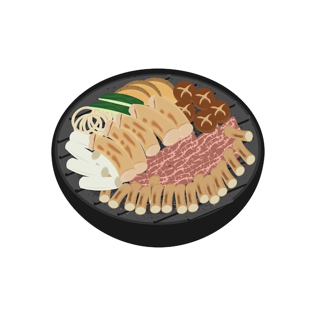 Delicious Gopchang Jeongol Korean Food Illustration Logo