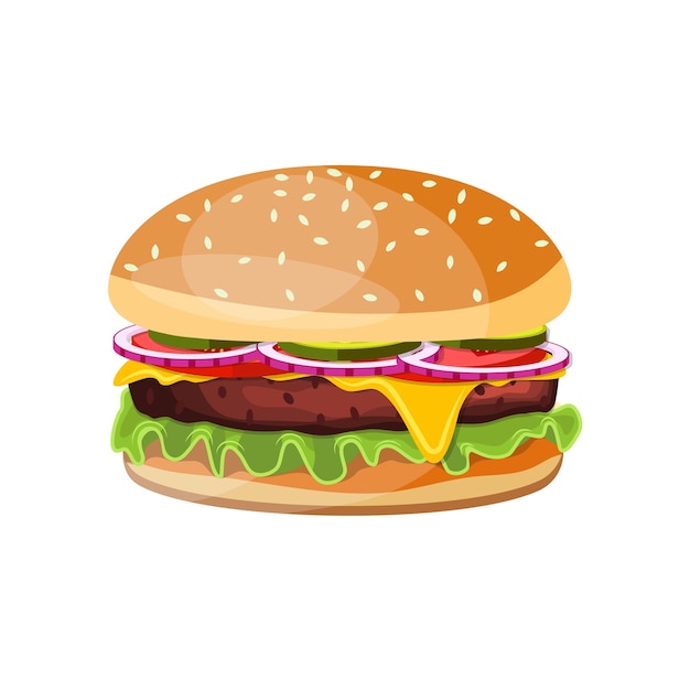 Deliziose icone di hamburger. illustrazione vettoriale in stile piatto.