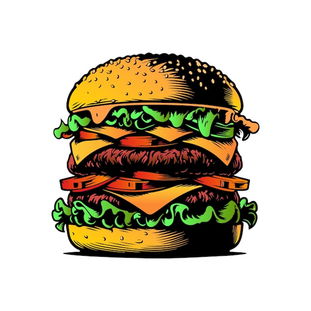 美味しいハンバーガーのベクトルイラスト