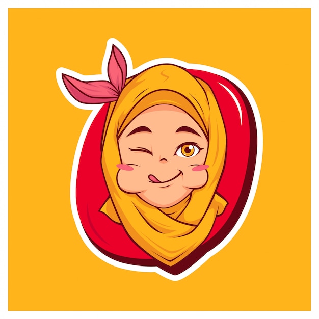 Delicious Hijab Girl Cartoon Mascot