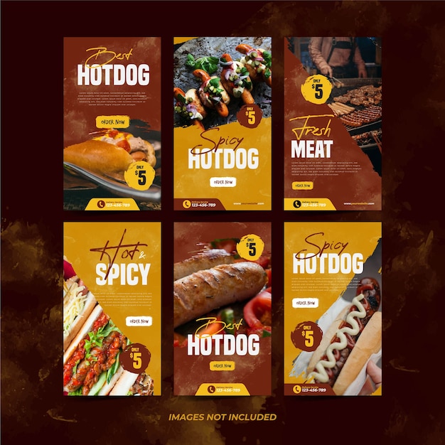 Vettore delicious hotdog instagram template per modello di pubblicità sui social media