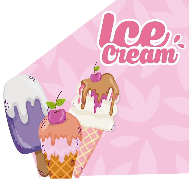 Vector delicious ice cream cartoon