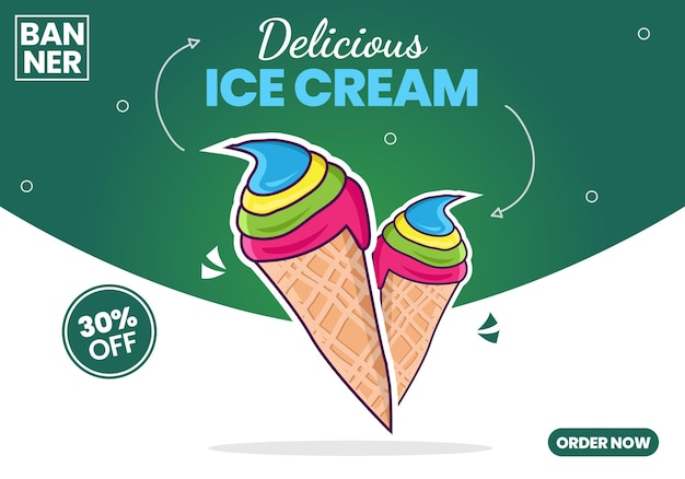 Delicious ice cream discount offer banner