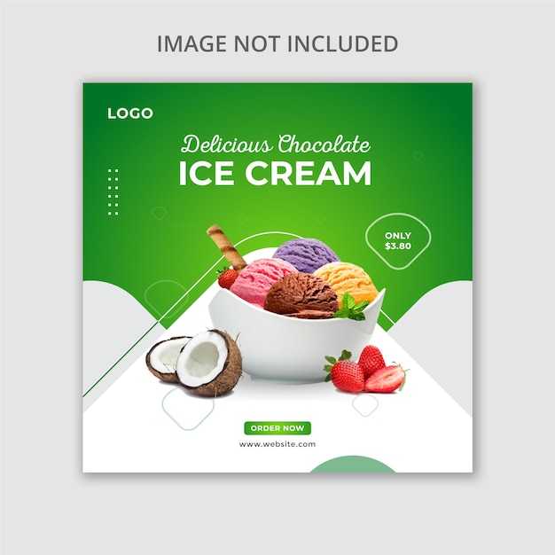 Delicious ice cream sale social media post template