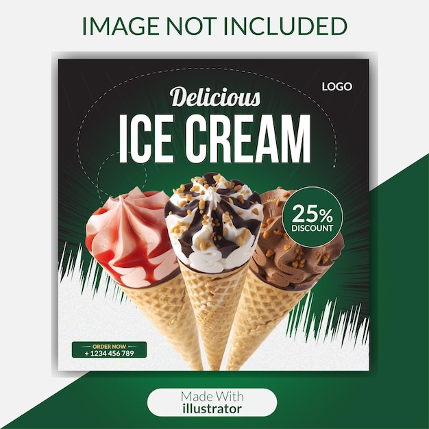 Delicious Ice Cream Social Media Banner Design Template