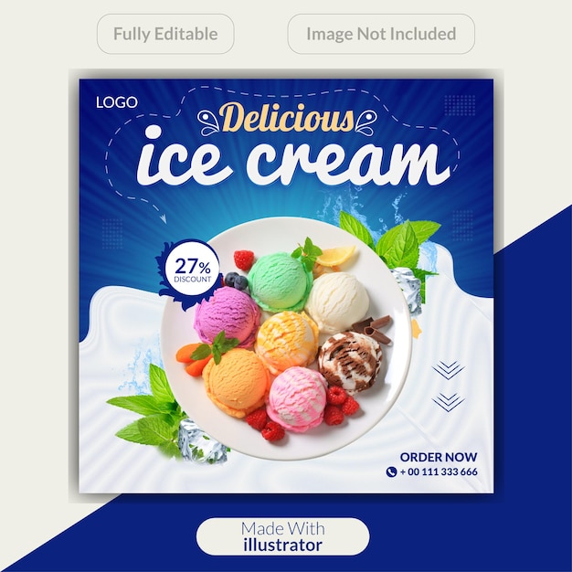 Delicious Ice Cream social media banner Design Template