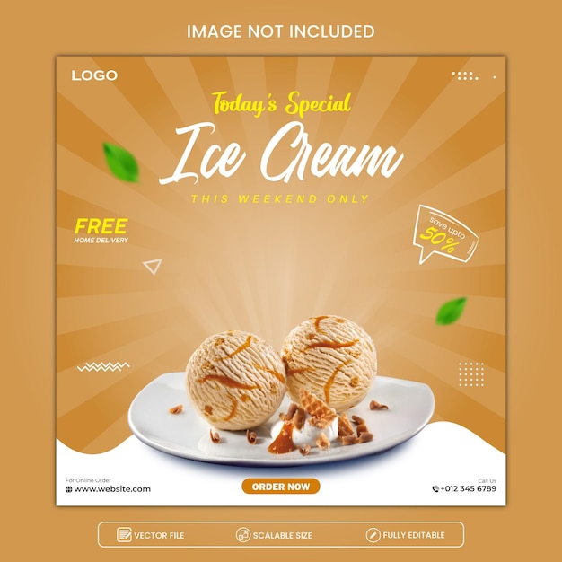 Delicious Ice Cream Social Media Banner Template