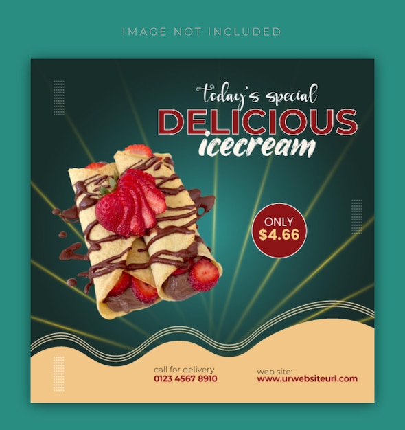 Delicious ice cream social media and instagram post banner design template