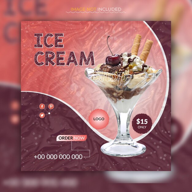 Vettore delizioso gelato social media instagram post promozionale modello di banner design