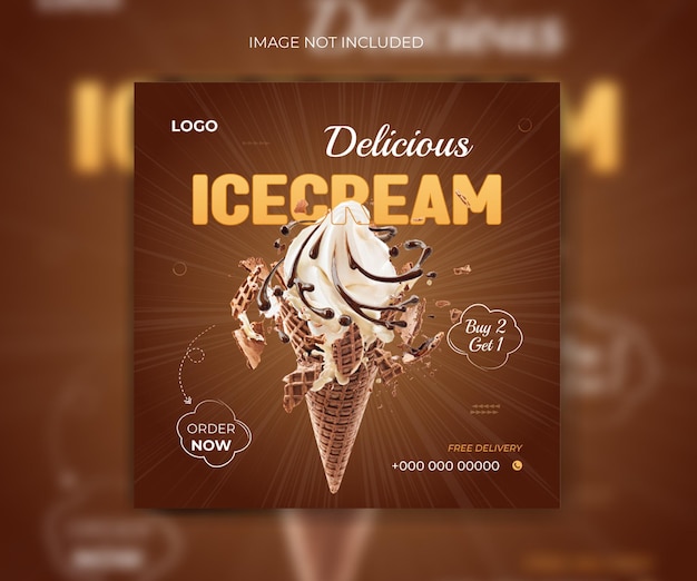 Progettazione di post sui social media di delicious icecream