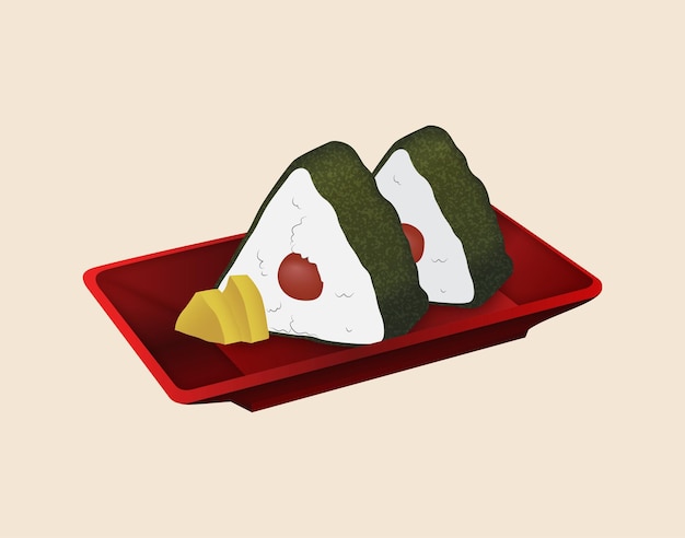 Vector delicious japanese umeboshi onigiri illustration