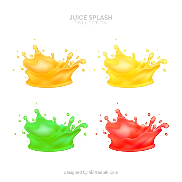 Delicious juice splashes collection in realistic style