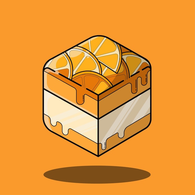 Delicious Lemon square cake Cute Lemon square cake illustration Dessert vector