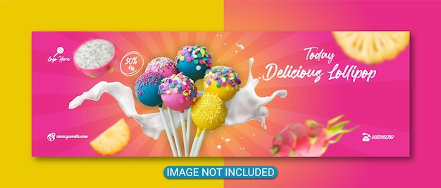 Delicious lollipop flyer or special facebook instagram cover design premium vector
