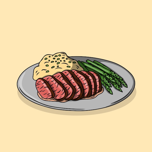 a delicious meal of steak asparagus and mashed potatoes on a plate
