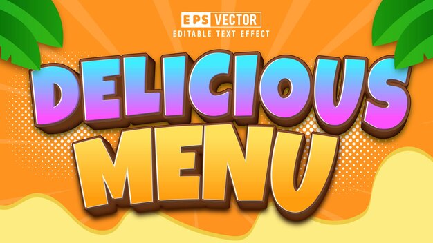 Delicious menu editable 3d editable text effect with background