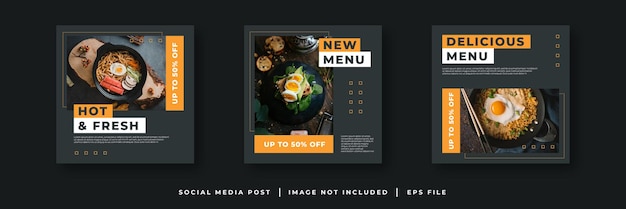 Delicious menu food social media promotion and banner post design template