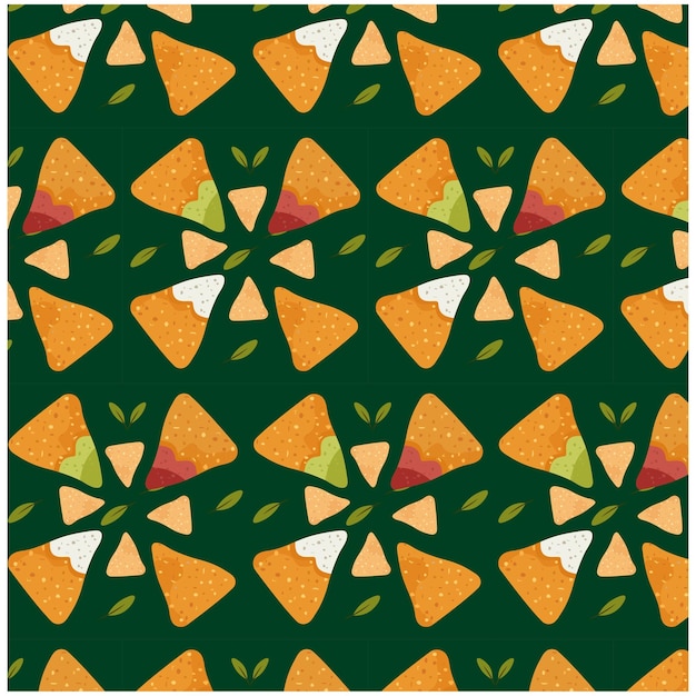 Vector delicious mexican nachos pattern vector background