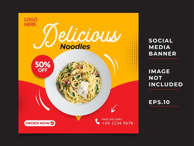 Delicious noodles banner template