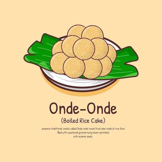 Delicious onde-onde boiled rice cake made of glutinous rice flour with beans pasta asian food