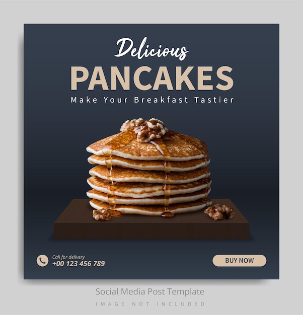 Delicious pancakes social media post template