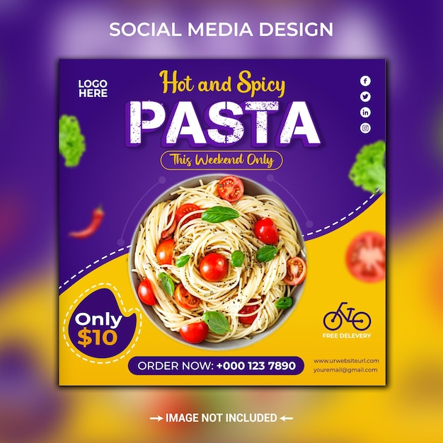 Delicious pasta food social media banner post template