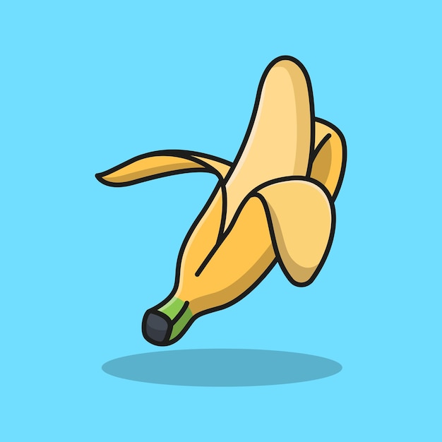 Delicious peeled banana fruit design illustration. Isolated food design.