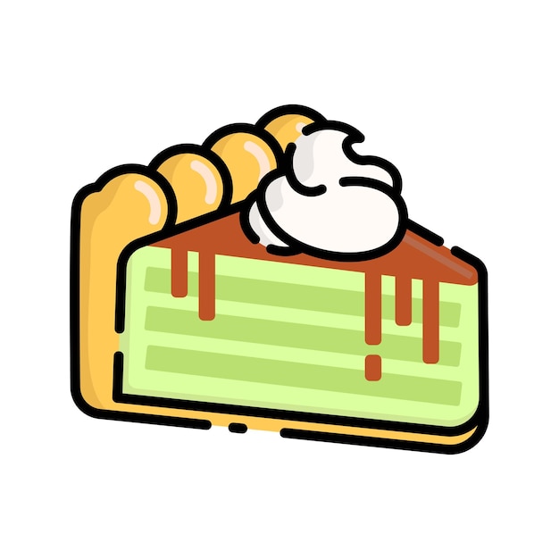 Delicious pie slice schattig platte stijl vector icoon