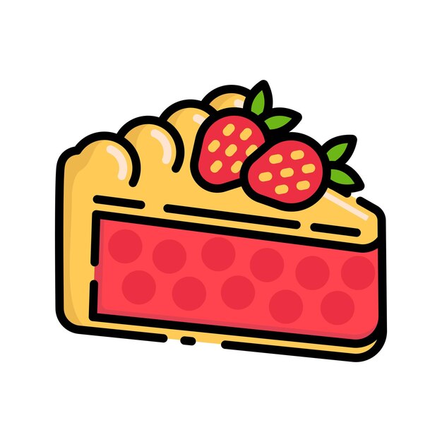 Vector delicious pie slice schattig platte stijl vector icoon