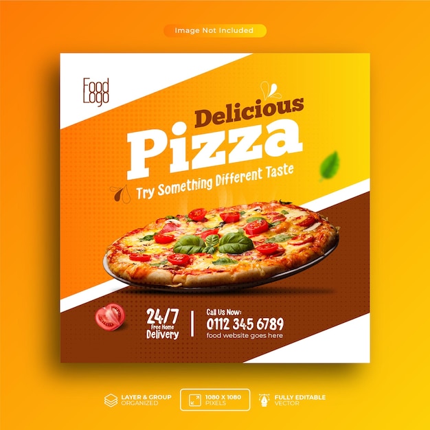 delicious pizza advertisement for restaurant