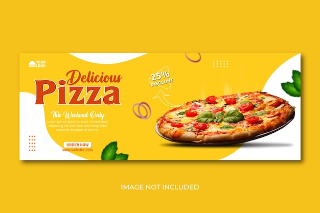 Modello di copertina di facebook del menu del fast food della pizza deliziosa